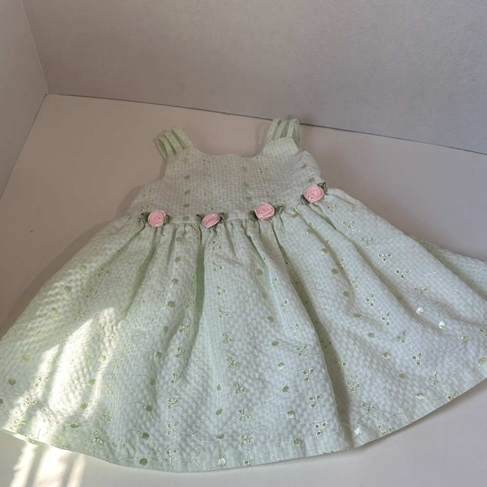 Bonnie baby green embroidered dress size 18 months